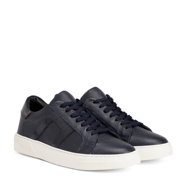 Lacivert Hakiki Deri Erkek Sneaker - E26S1AY57909-A38 - 2