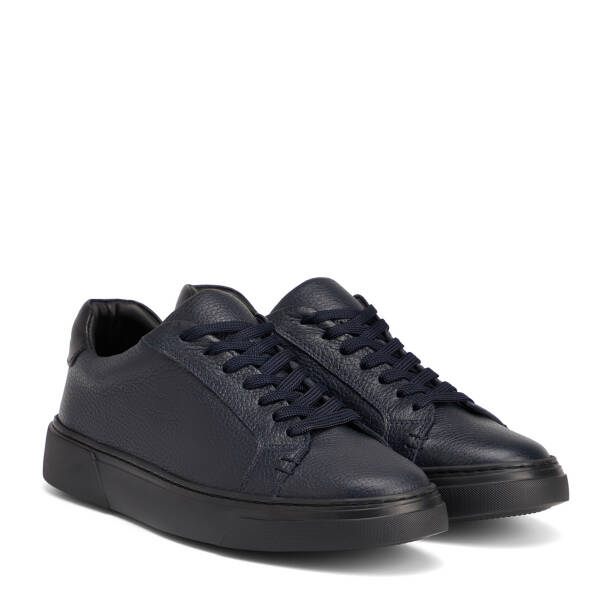 Lacivert Hakiki Deri Erkek Sneaker - E26S1AY57910-A38 - 2