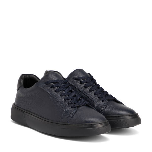 Lacivert Hakiki Deri Erkek Sneaker - E26S1AY57910-A38 - 2