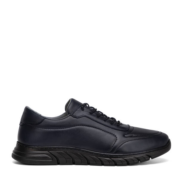 Lacivert Hakiki Deri Erkek Sneaker - E4MEAY057781-A31 - Tergan Four Season