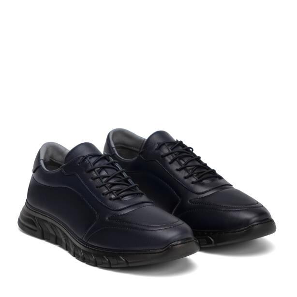 Lacivert Hakiki Deri Erkek Sneaker - E4MEAY057781-A31 - Tergan Four Season