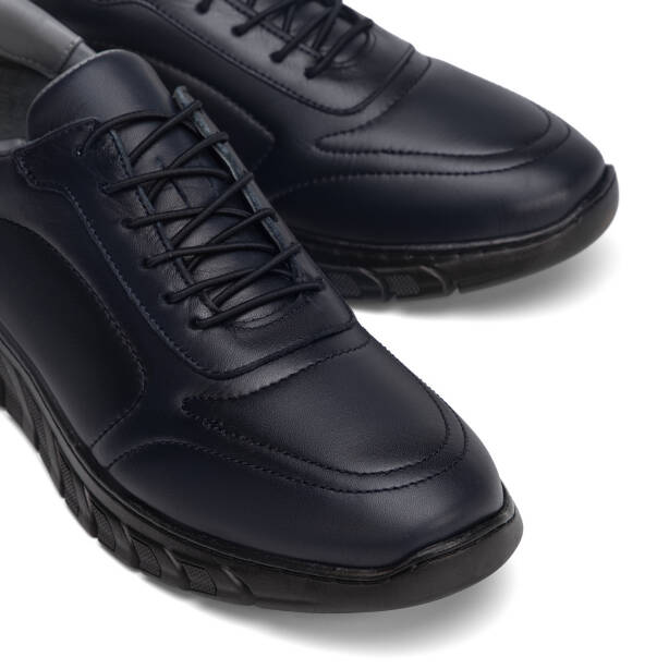 Lacivert Hakiki Deri Erkek Sneaker - E4MEAY057781-A31 - Tergan Four Season