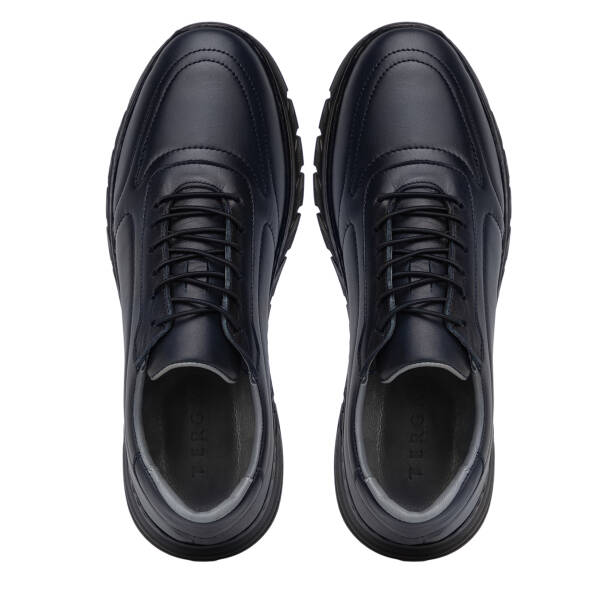 Lacivert Hakiki Deri Erkek Sneaker - E4MEAY057781-A31 - Tergan Four Season