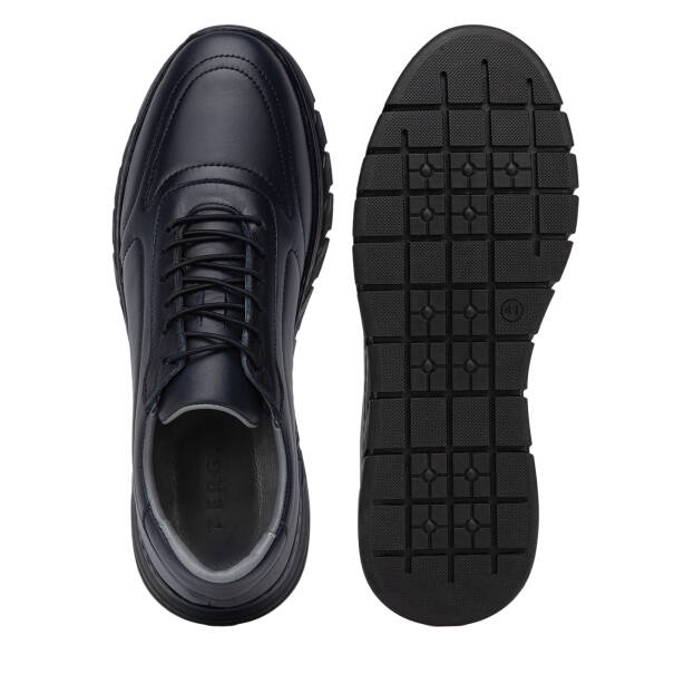 Lacivert Hakiki Deri Erkek Sneaker - E4MEAY057781-A31 - Tergan Four Season