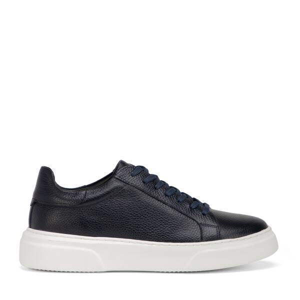 Lacivert Hakiki Deri Erkek Sneaker - E4MEAY057782-A38 - 1