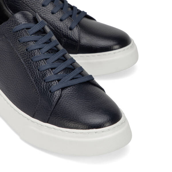 Lacivert Hakiki Deri Erkek Sneaker - E4MEAY057782-A38 - 3