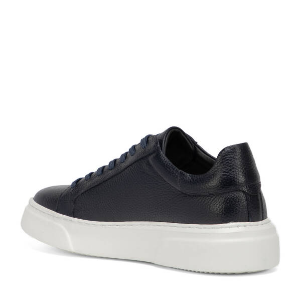 Lacivert Hakiki Deri Erkek Sneaker - E4MEAY057782-A38 - 4