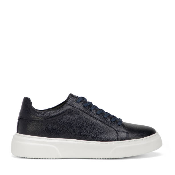 Lacivert Hakiki Deri Erkek Sneaker - E4MEAY057782-A38 - Tergan Four Season