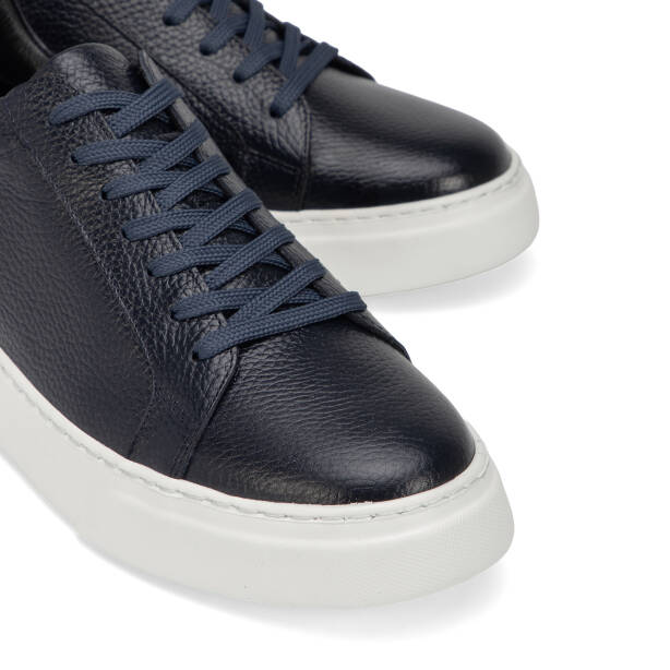 Lacivert Hakiki Deri Erkek Sneaker - E4MEAY057782-A38 - Tergan Four Season