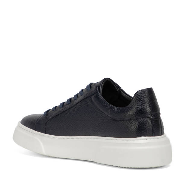 Lacivert Hakiki Deri Erkek Sneaker - E4MEAY057782-A38 - Tergan Four Season