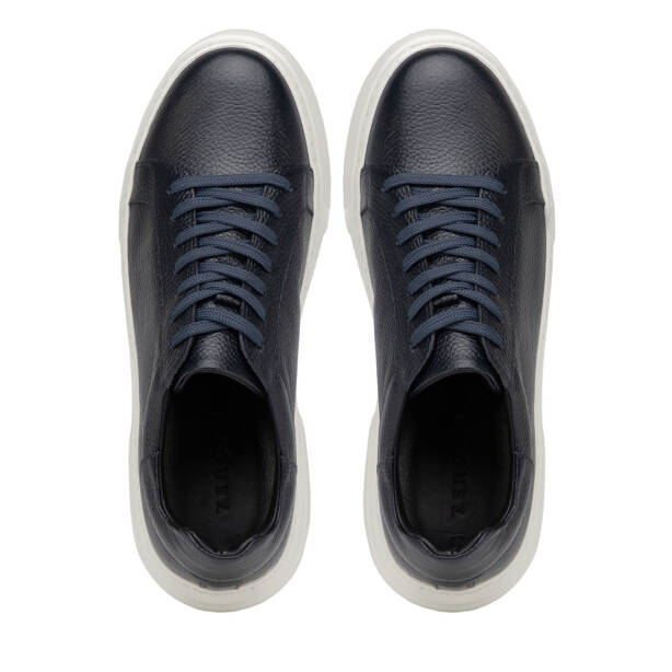 Lacivert Hakiki Deri Erkek Sneaker - E4MEAY057782-A38 - Tergan Four Season