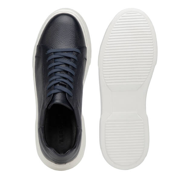 Lacivert Hakiki Deri Erkek Sneaker - E4MEAY057782-A38 - Tergan Four Season