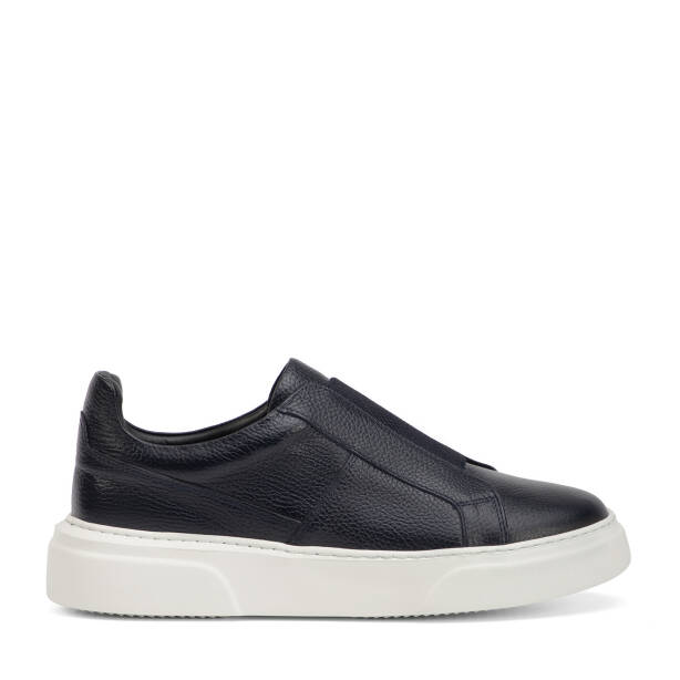 Lacivert Hakiki Deri Erkek Sneaker - E4MEAY057783-A38 - Tergan Four Season