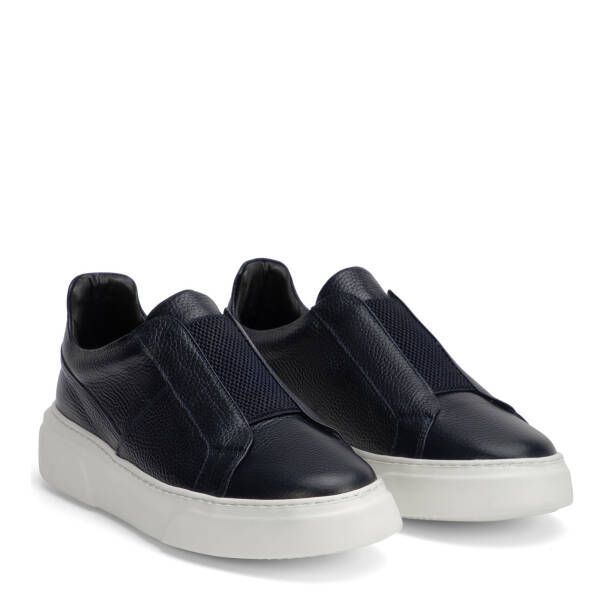 Lacivert Hakiki Deri Erkek Sneaker - E4MEAY057783-A38 - Tergan Four Season
