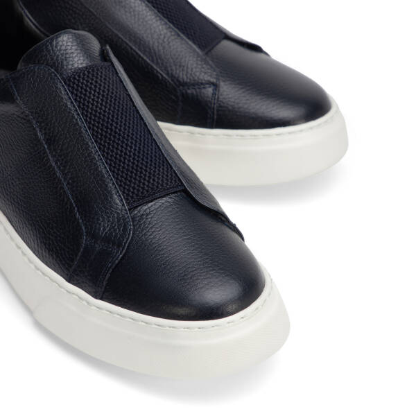 Lacivert Hakiki Deri Erkek Sneaker - E4MEAY057783-A38 - 3