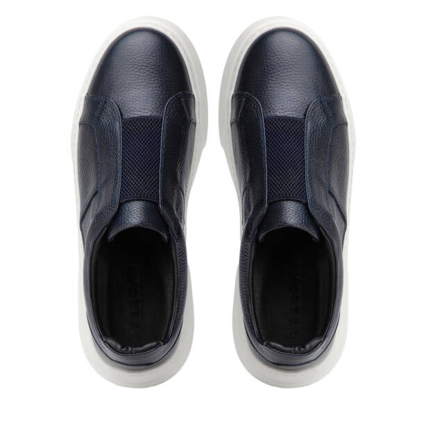 Lacivert Hakiki Deri Erkek Sneaker - E4MEAY057783-A38 - Tergan Four Season