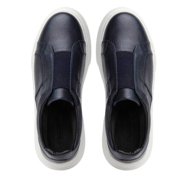 Lacivert Hakiki Deri Erkek Sneaker - E4MEAY057783-A38 - 5