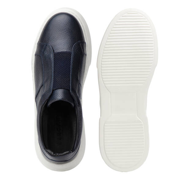 Lacivert Hakiki Deri Erkek Sneaker - E4MEAY057783-A38 - Tergan Four Season