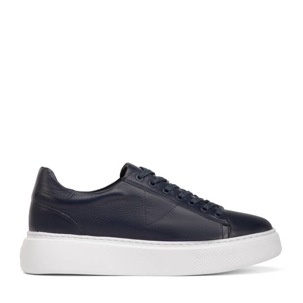 Lacivert Hakiki Deri Erkek Sneaker - E4MEAY057784-A31 - Tergan Four Season