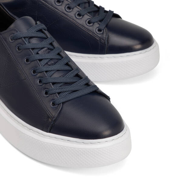 Lacivert Hakiki Deri Erkek Sneaker - E4MEAY057784-A31 - 3