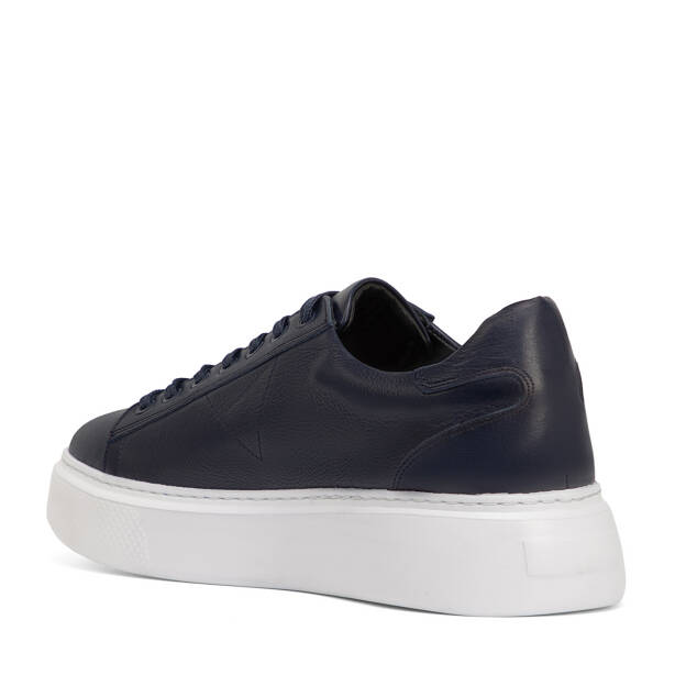 Lacivert Hakiki Deri Erkek Sneaker - E4MEAY057784-A31 - Tergan Four Season