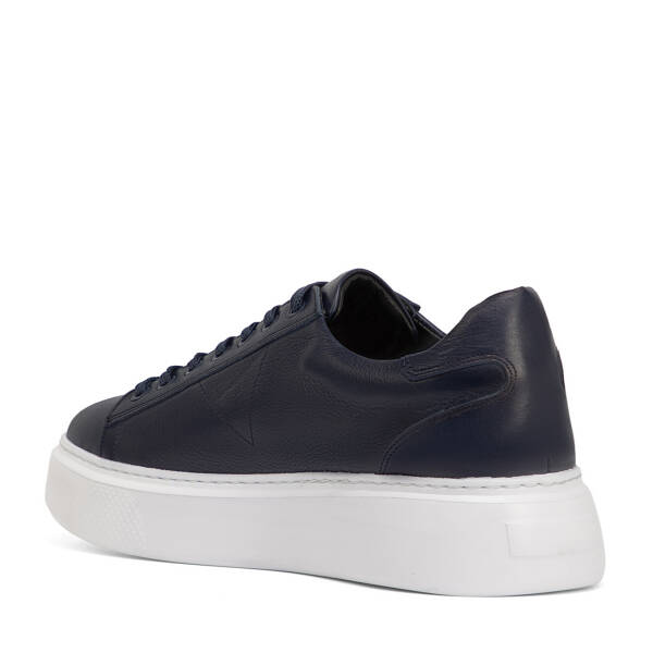 Lacivert Hakiki Deri Erkek Sneaker - E4MEAY057784-A31 - 4