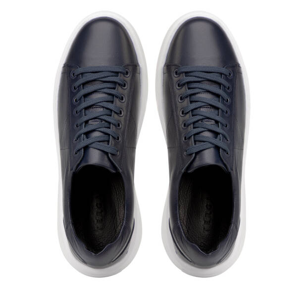 Lacivert Hakiki Deri Erkek Sneaker - E4MEAY057784-A31 - Tergan Four Season