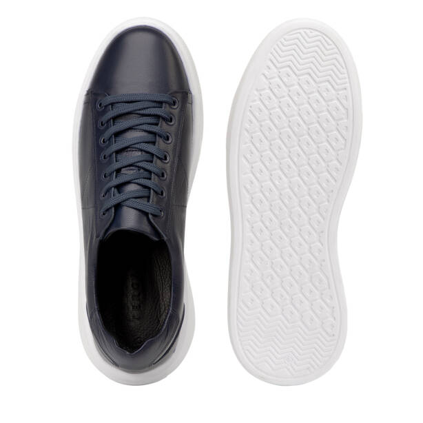 Lacivert Hakiki Deri Erkek Sneaker - E4MEAY057784-A31 - Tergan Four Season