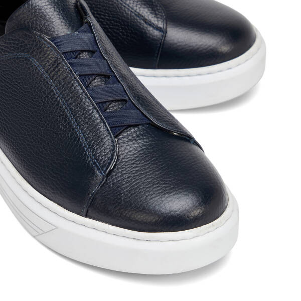Lacivert Hakiki Deri Erkek Sneaker - E4MEAY057786-A38 - 3