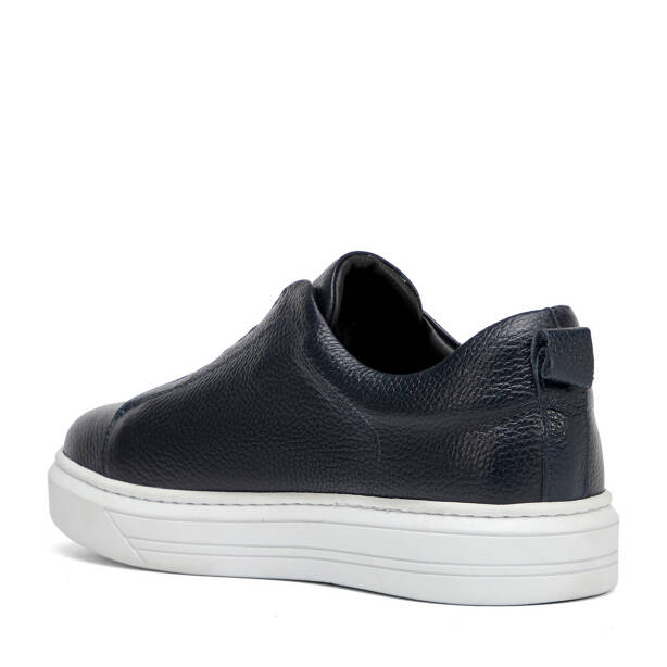 Lacivert Hakiki Deri Erkek Sneaker - E4MEAY057786-A38 - 4
