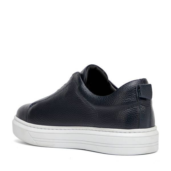 Lacivert Hakiki Deri Erkek Sneaker - E4MEAY057786-A38 - 4