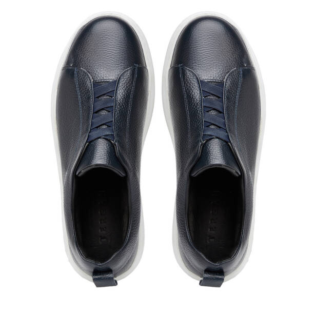 Lacivert Hakiki Deri Erkek Sneaker - E4MEAY057786-A38 - 5