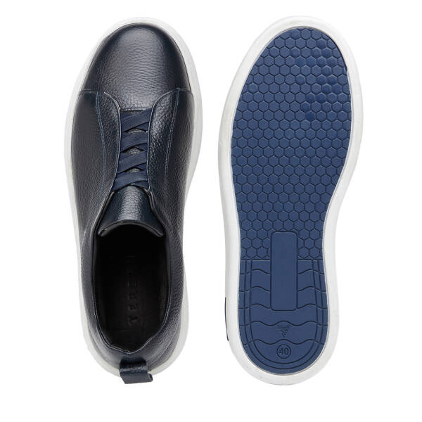 Lacivert Hakiki Deri Erkek Sneaker - E4MEAY057786-A38 - 6