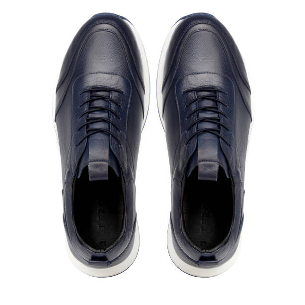 Lacivert Hakiki Deri Erkek Sneaker - E4MEAY057787-A31 - Tergan Four Season