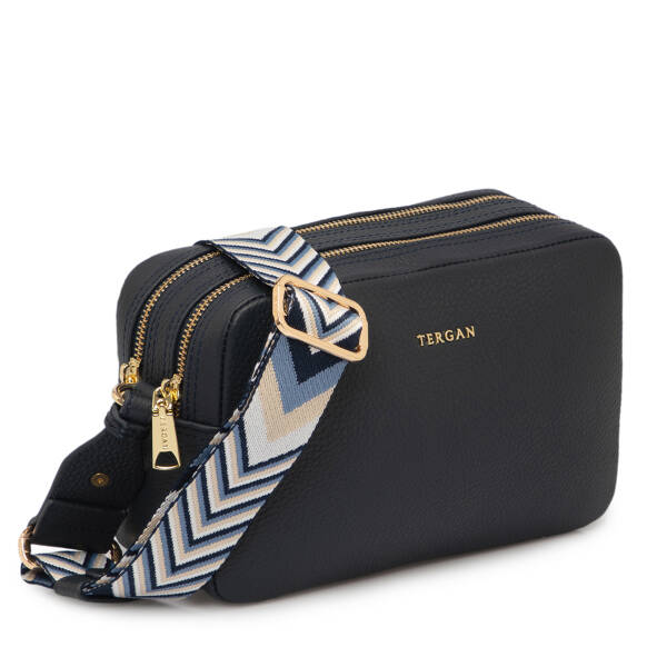 Lacivert Hakiki Deri Kadın Çapraz Askılı Çanta - S25K1BC80518-A38 - 2