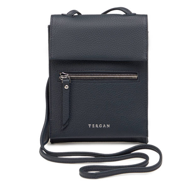 Lacivert Hakiki Deri Kadın Çapraz Askılı Çanta - S26Y1BC80168-A38 