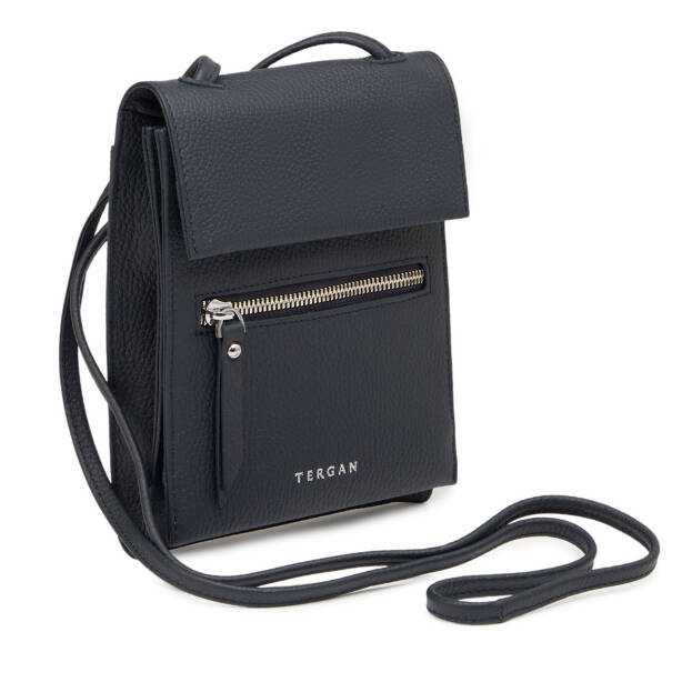 Lacivert Hakiki Deri Kadın Çapraz Askılı Çanta - S26Y1BC80168-A38 - 2