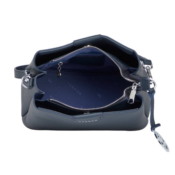 Lacivert Hakiki Deri Kadın Omuz Çantası - S26Y1BC80172-A38 - 4