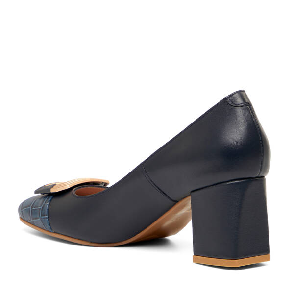Lacivert Hakiki Deri Kadın Topuklu Ayakkabı - K26I1AY68383-A31 - 4