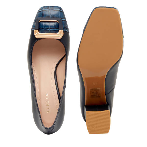 Lacivert Hakiki Deri Kadın Topuklu Ayakkabı - K26I1AY68383-A31 - 6