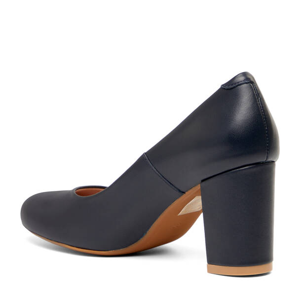 Lacivert Hakiki Deri Kadın Topuklu Ayakkabı - K26I1AY68384-A31 - 4