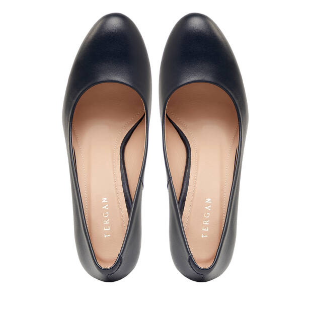 Lacivert Hakiki Deri Kadın Topuklu Ayakkabı - K26I1AY68384-A31 - 5