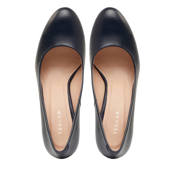 Lacivert Hakiki Deri Kadın Topuklu Ayakkabı - K26I1AY68384-A31 - 5