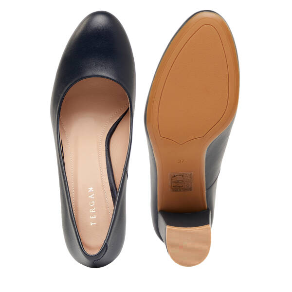 Lacivert Hakiki Deri Kadın Topuklu Ayakkabı - K26I1AY68384-A31 - 6