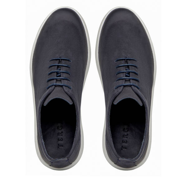 Lacivert Hakiki Nubuk Deri Erkek Casual Ayakkabı - E26I1AY57611-C39 - 5