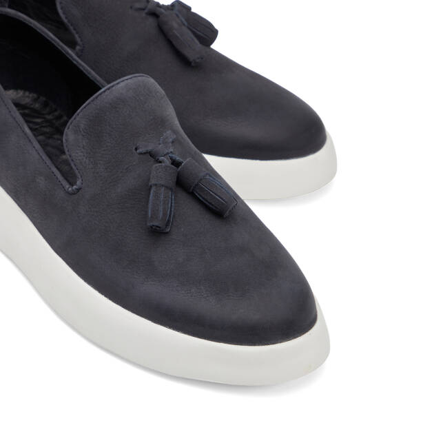 Lacivert Hakiki Nubuk Deri Erkek Casual Ayakkabı - E26I1AY57612-C39 - 3