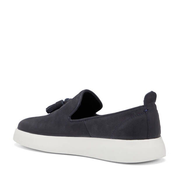 Lacivert Hakiki Nubuk Deri Erkek Casual Ayakkabı - E26I1AY57612-C39 - 4