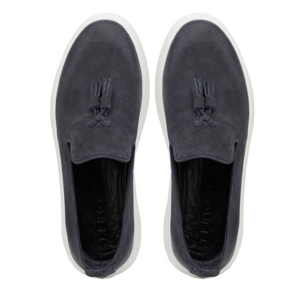 Lacivert Hakiki Nubuk Deri Erkek Casual Ayakkabı - E26I1AY57612-C39 - 5