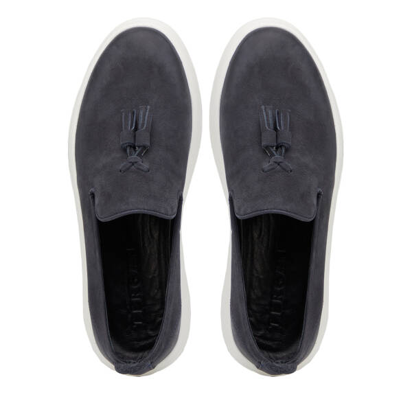 Lacivert Hakiki Nubuk Deri Erkek Casual Ayakkabı - E26I1AY57612-C39 - 5