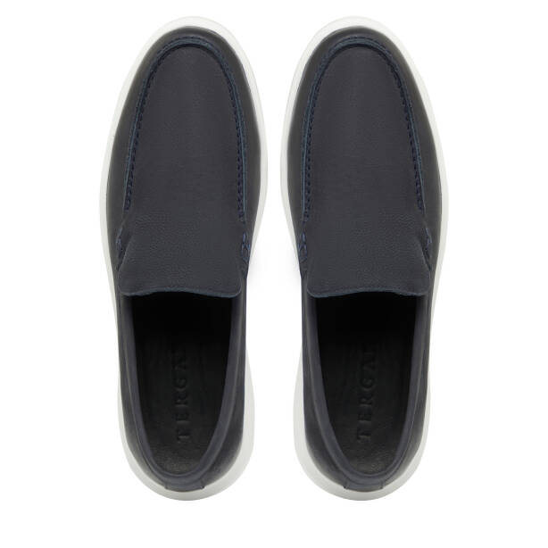 Lacivert Hakiki Nubuk Deri Erkek Casual Ayakkabı - E26I1AY57613-C39 - 5